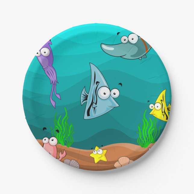 Underwater Sea Birthday Party Paper Plate (Front)