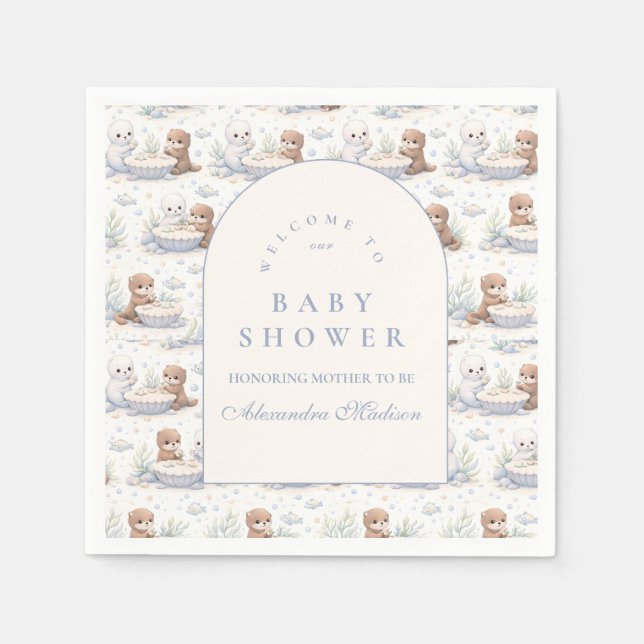 Underwater Sea Creatures Baby Shower Napkin (Front)