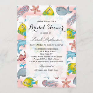 Underwater Sea Creatures Watercolor Illustrations Invitation