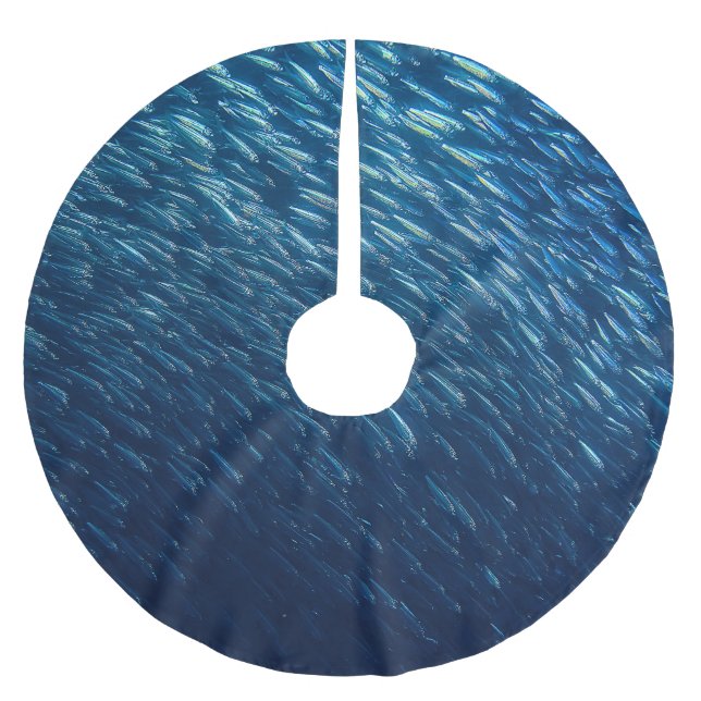 Underwater Sea Fish School Abstract Brushed Polyester Tree Skirt (Front)