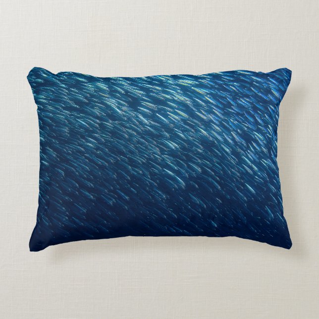 Underwater Sea Fish School Abstract Decorative Cushion (Front)