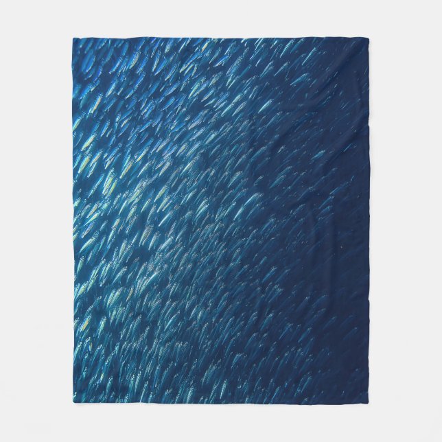 Underwater Sea Fish School Abstract Fleece Blanket (Front)