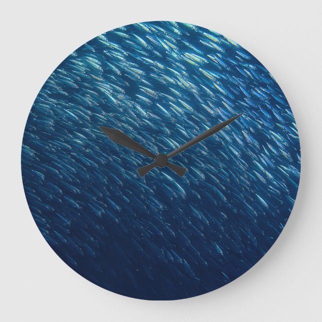 Underwater Sea Fish School Abstract Large Clock (Front)