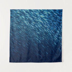 Underwater Sea Fish School Abstract Tapestry