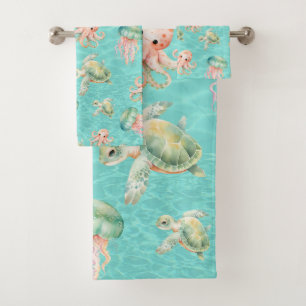 Underwater Sea Life  Bath Towel Set