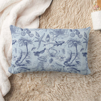 Underwater Sea Life - Cottagecore Coastal Pattern Lumbar Cushion