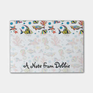 Underwater Sea Life Pattern Add Your Name Post-it Notes