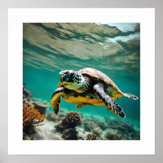 Underwater Sea Turtle Poster