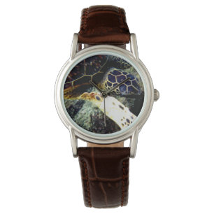 Underwater Sea Turtle Women's Leather Watch