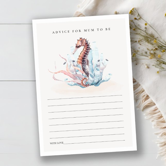 Underwater Seahorse Advice for Mum Baby Shower Enclosure Card (Creator Uploaded)