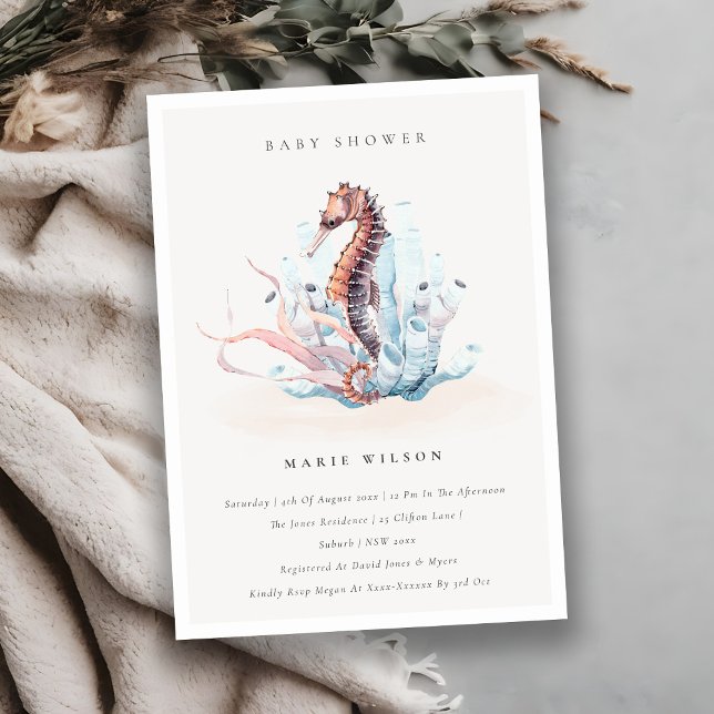 Underwater Seahorse Seaweed Baby Shower Invite (Creator Uploaded)
