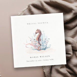 Underwater Seahorse Seaweed Coral Bridal Shower Napkin