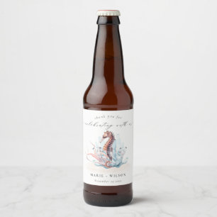 Underwater Seahorse Seaweed Coral Wedding  Beer Bottle Label
