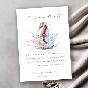 Underwater Seahorse Seaweed Coral Wedding Details Enclosure Card