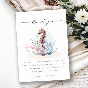 Underwater Seahorse Seaweed Coral Wedding Thank You Card