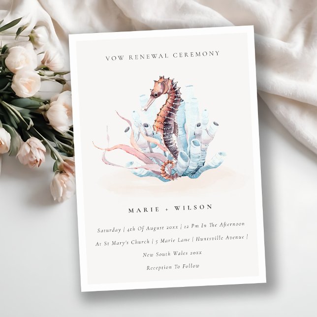 Underwater Seahorse Seaweed Vow Renewal Invite (Creator Uploaded)