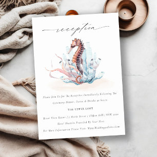 Underwater Seahorse Seaweed Wedding Reception Enclosure Card