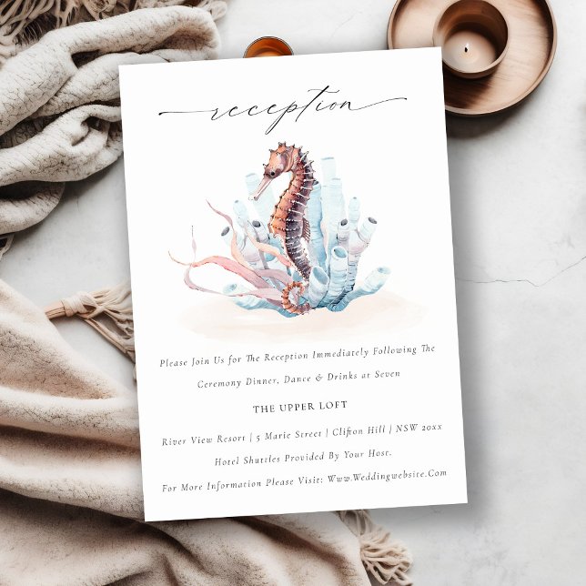 Underwater Seahorse Seaweed Wedding Reception Enclosure Card (Creator Uploaded)