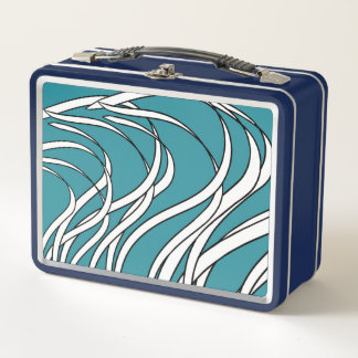 Underwater seaweed in blue metal lunch box