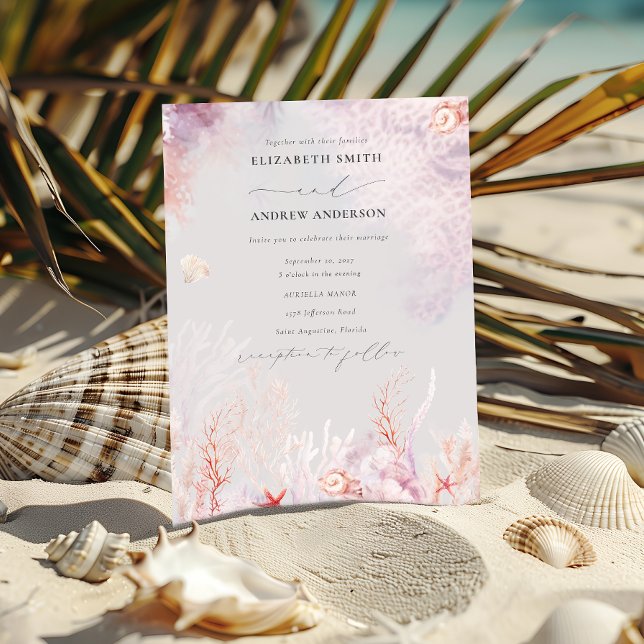 Underwater Seaweed | Seashell Watercolor Wedding Invitation (Creator Uploaded)