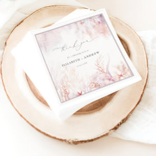 Underwater Seaweed Seashell Watercolor Wedding Napkin