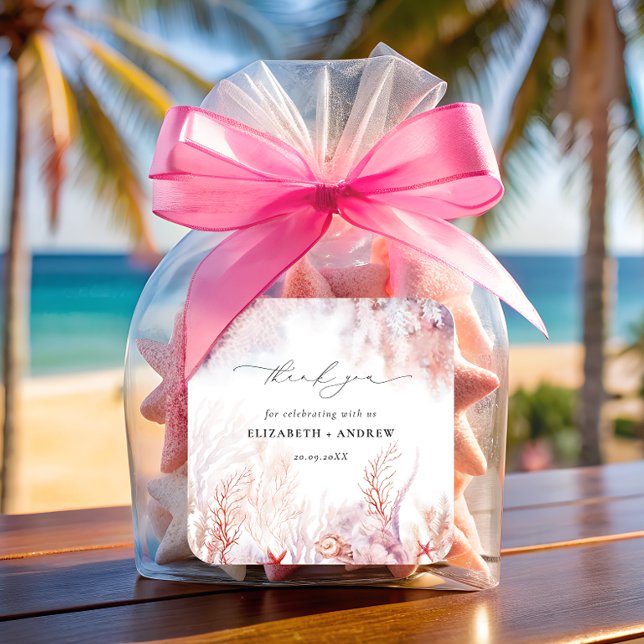 Underwater Seaweed | Seashell Watercolor Wedding Square Sticker (Creator Uploaded)