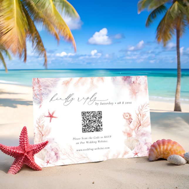 Underwater Seaweed Wedding QR Code RSVP Enclosure Card (Creator Uploaded)