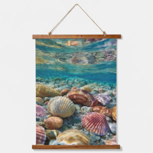 Underwater Shell Garden in Turquoise Sea Art Hanging Tapestry