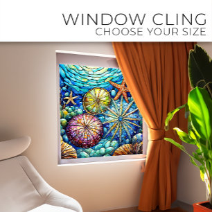 Underwater Starfish and urchin Stained glass art