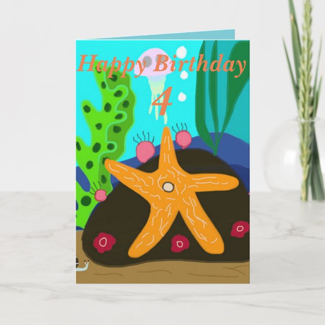 Underwater Starfish editable age Birthday Card (Front)