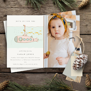 Underwater Submarine Photo Any Age Birthday Invite