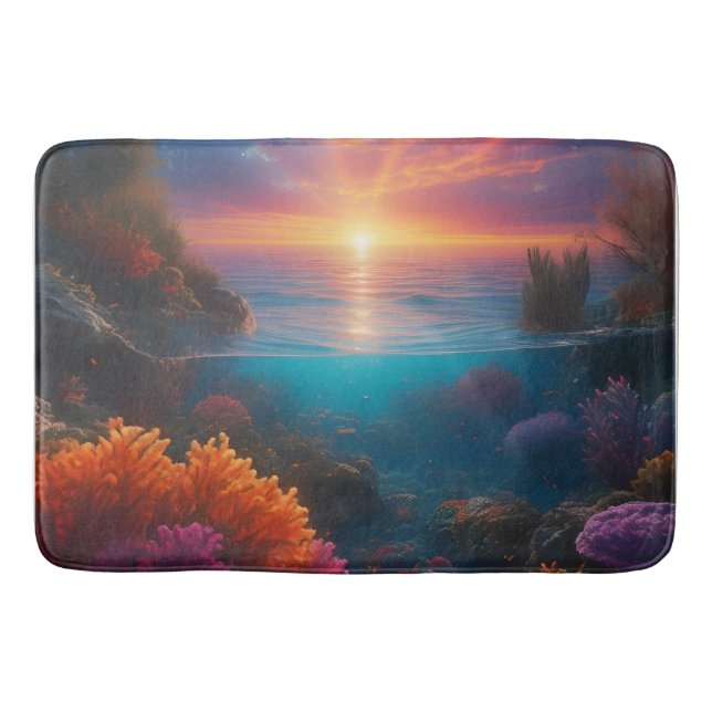 Underwater Sunset Tropical 1 Bath Mat (Front)