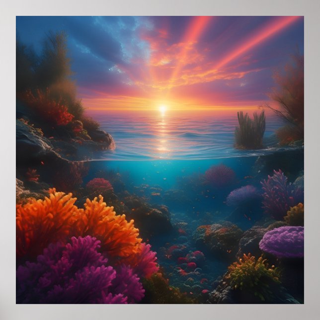 Underwater Sunset Tropical 1 Poster (Front)