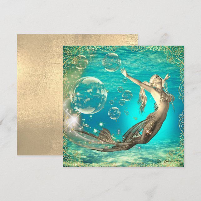Underwater Swimming Fantasy Mermaid Flat Card (Front/Back)