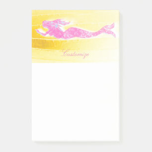 underwater swimming pink mermaid post-it notes