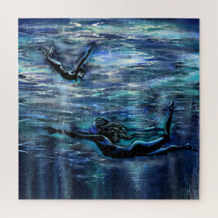 Underwater Swimming Women's Jigsaw Puzzle