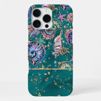 Underwater Teal Luxe | Green Pastel Gold Seashells
