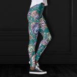 Underwater Teal Luxe | Green Pastel Gold Seashells Leggings<br><div class="desc">Unique wearable art from the "Underwater Luxe" collection: Elegant rich pastel under the sea design featuring gorgeous sea life and girly ocean patterns with a touch of faux metallic gold in glitter and sequins. This feminine mature mixed medium theme adds the perfect pop of colour and personal style. For other...</div>
