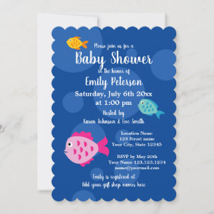 Underwater theme baby shower invitations