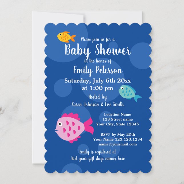 Underwater theme baby shower invitations (Front)