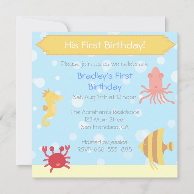 Underwater theme Birthday Invite (Front)