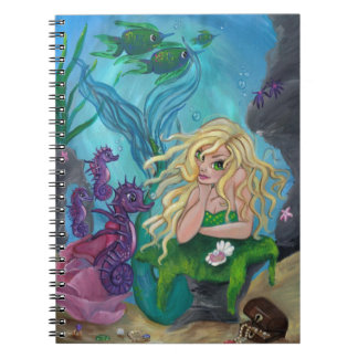 "Underwater Treasures" mermaid seahorse NOTEBOOK