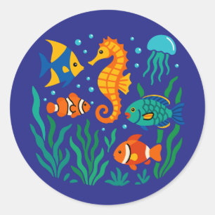 Underwater Tropical Fish - Marine Life Classic Round Sticker