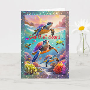 Underwater Turtles, 5" x 7" Folded Get Well Card