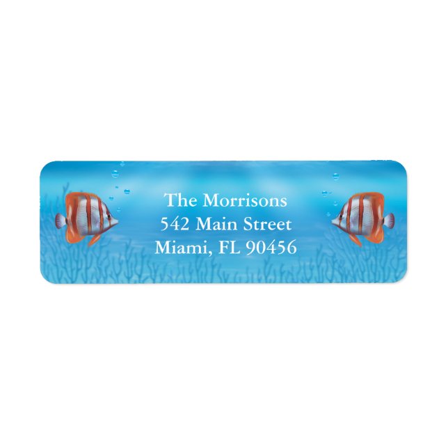 Underwater Two Less Fish in Sea Return Address Label (Front)