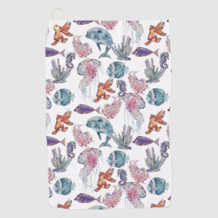 Underwater Watercolor Composition Series Design 2 Golf Towel