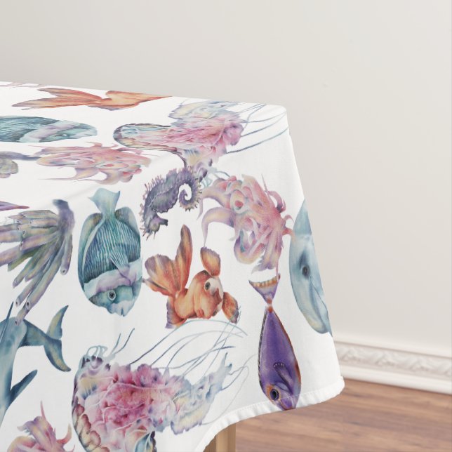 Underwater Watercolor Composition Series Design 2  Tablecloth (In Situ)