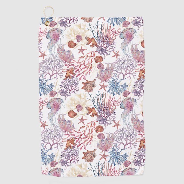 Underwater Watercolor Composition Series Design 3 Golf Towel (Front)