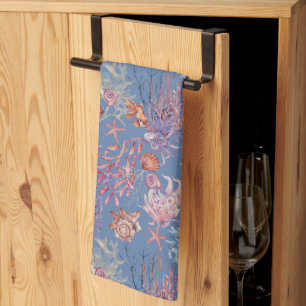 Underwater Watercolor Composition Series Design 3 Tea Towel