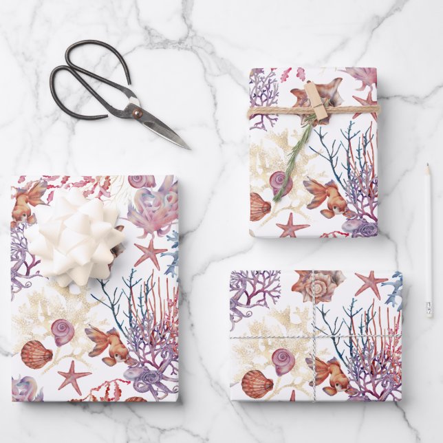 Underwater Watercolor Composition Series Design 3 Wrapping Paper Sheet (Front)